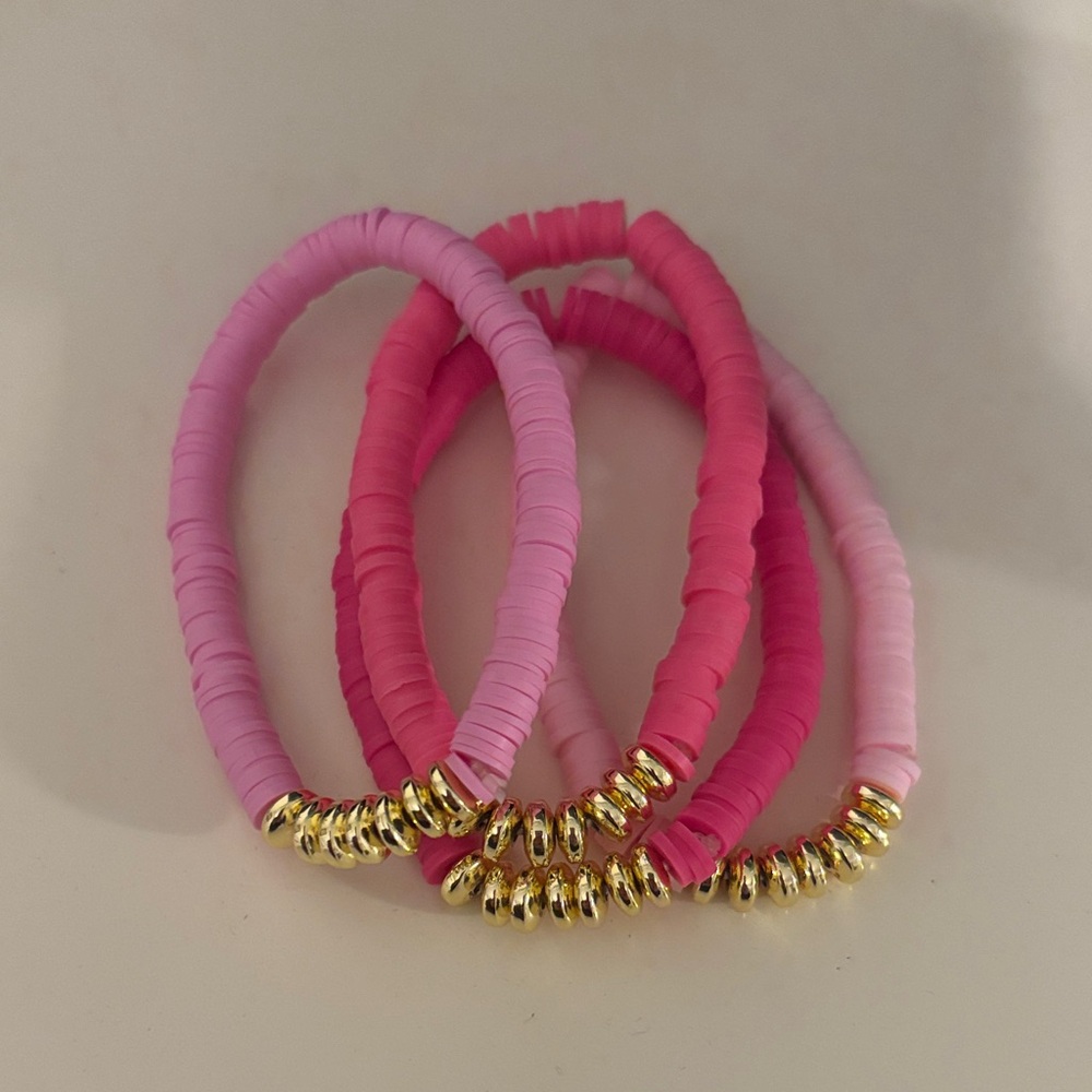 Pink and Gold Beaded Bracelets